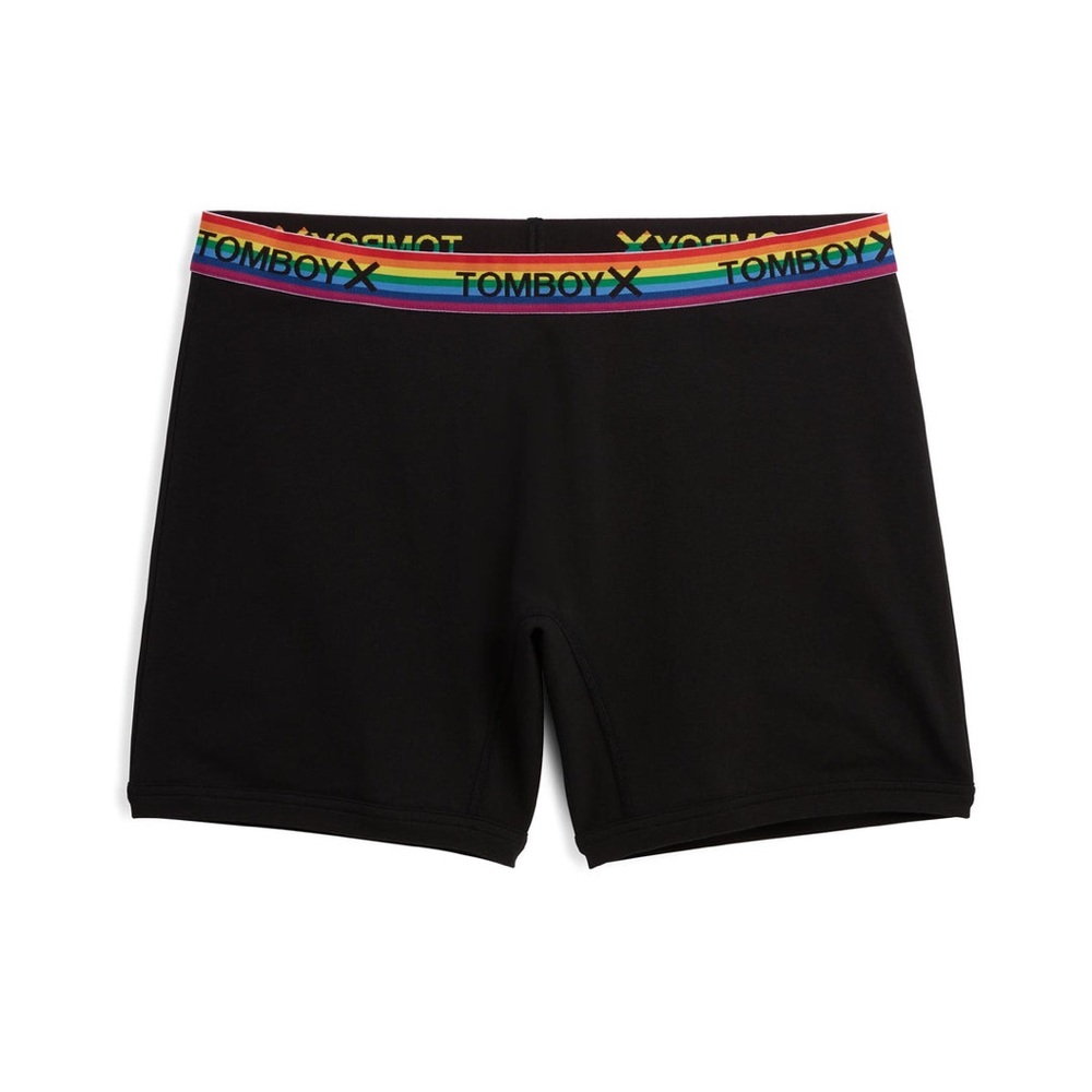 TomboyX 6" No Fly Boxer Briefs - Black Rainbow